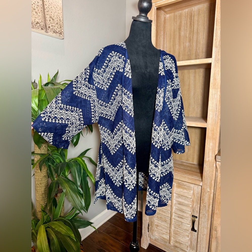 Xhilaration Boho Crochet Chevron Lace Kimono Cardigan XL/XXL